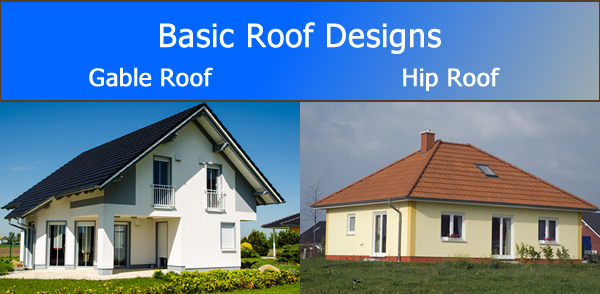 Examples Of Basic Roof Design Gable Roof and Hip Roof