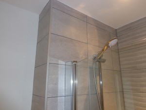 false wall to hide plumbing and electrics for shower