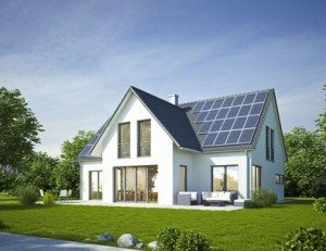 modern house with solar panels