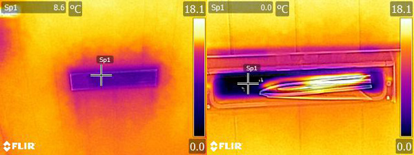 Thermal Image Of Heat Loss Through Letter Box (L) normal position (R) with letters raising the internal flap