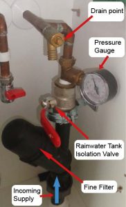 rainwater filter and isolation valve
