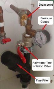 rainwater filter and isolation valve